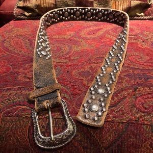 Western Studded Belt - Black Distressed Leather